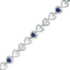 4.0mm Lab-Created Blue and White Sapphire Hearts Bracelet in Sterling Silver - 7.5"