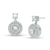 Thumbnail Image 0 of 3.7mm Lab-Created White Sapphire Double Frame Drop Earrings in 10K White Gold