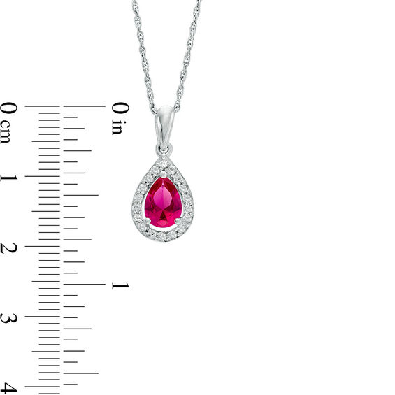 Pear-Shaped Lab-Created Ruby and White Sapphire Frame Pendant in 10K White Gold