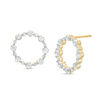 Thumbnail Image 0 of Lab-Created White Sapphire Open Circle Drop Earrings in 10K Gold