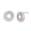 Thumbnail Image 0 of Lab-Created White Sapphire Open Double Circle Drop Earrings in Sterling Silver and 10K Rose Gold