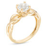 Thumbnail Image 1 of 6.5mm White Topaz Solitaire Petal Frame Twist Shank Ring in 10K Gold