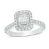 Thumbnail Image 0 of Vera Wang Love Collection 1.29 CT. T.W. Emerald-Cut Diamond Double Frame Engagement Ring in 14K White Gold