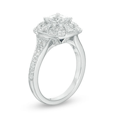 Vera Wang Love Heirloom Collection 0.95 CT. T.W. Princess-Cut Diamond Frame Engagement Ring in 14K White Gold