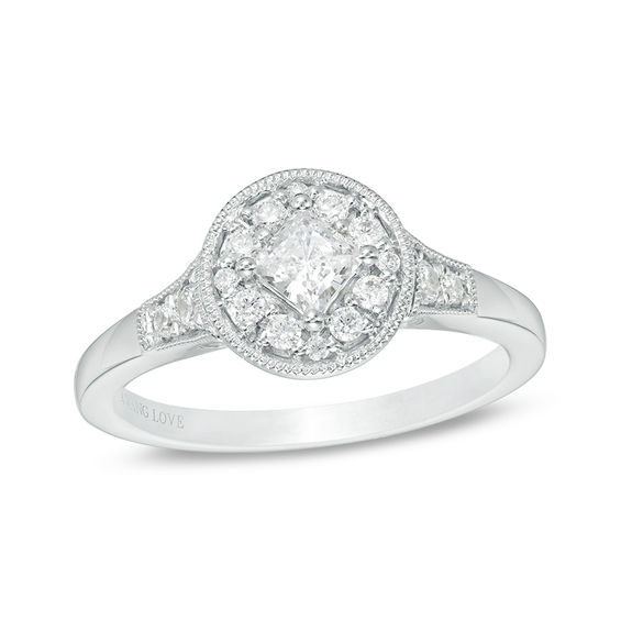 Vera Wang Love Heirloom Collection 0.45 CT. T.W. Princess-Cut Diamond Frame Engagement Ring in 14K White Gold