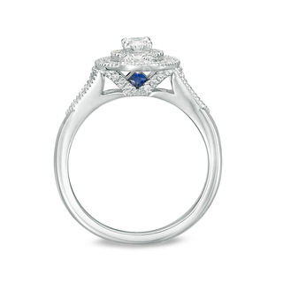 Vera Wang Love Heirloom Collection 0.58 CT. T.W. Oval Diamond Double Frame Engagement Ring in 14K White Gold