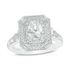 Thumbnail Image 0 of Vera Wang Love Heirloom Collection 0.95 CT. T.W. Oval Diamond Octagon Frame Engagement Ring in 14K White Gold