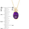 Thumbnail Image 2 of Oval Amethyst and 0.09 CT. T.W. Diamond Tri-Top Pendant in 10K Gold