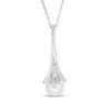 Thumbnail Image 0 of 7.0mm Freshwater Cultured Pearl and Diamond Accent Flower Drop Pendant in Sterling Silver