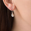 Thumbnail Image 1 of 7.0mm Freshwater Cultured Pearl and 0.06 CT. T.W. Diamond Flower Drop Earrings in Sterling Silver
