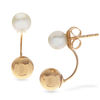 5.0-5.5mm Freshwater Cultured Pearl and Ball Front/Back Earrings in 14K Gold