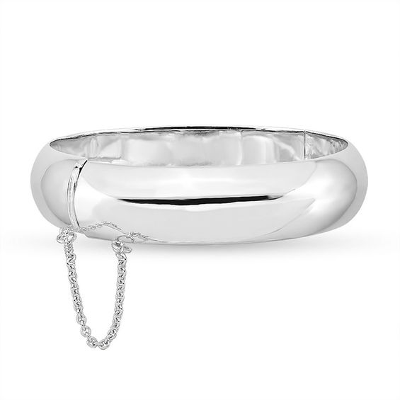 15.0mm Polished Bangle in Sterling Silver with Safety Chain