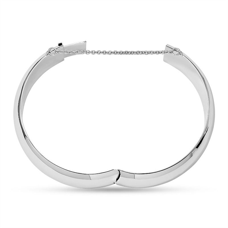 15.0mm Polished Bangle in Sterling Silver with Safety Chain|Peoples Jewellers