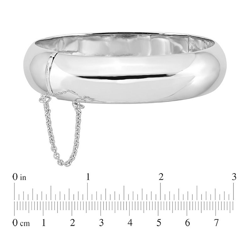 15.0mm Polished Bangle in Sterling Silver with Safety Chain|Peoples Jewellers