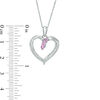 Graduated Lab-Created Pink Sapphire and Diamond Accent Beaded Heart Outline Pendant in Sterling Silver