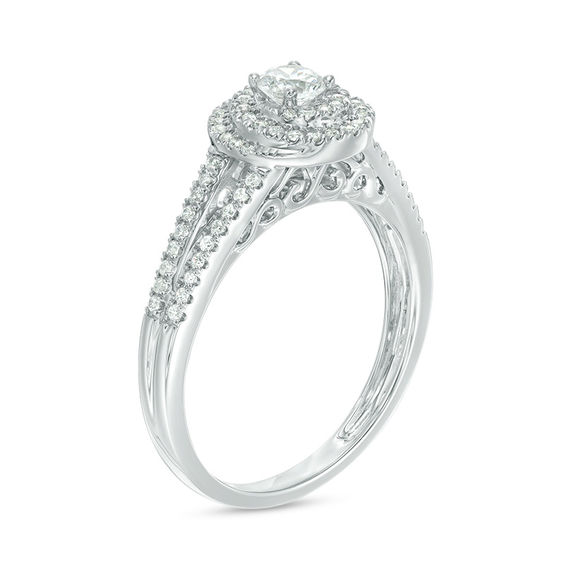 0.50 CT. T.W. Certified Canadian Diamond Swirling Frame Engagement Ring in 14K White Gold (I/I2)