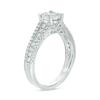 1.00 CT. T.W. Diamond Multi-Row Engagement Ring in 14K White Gold