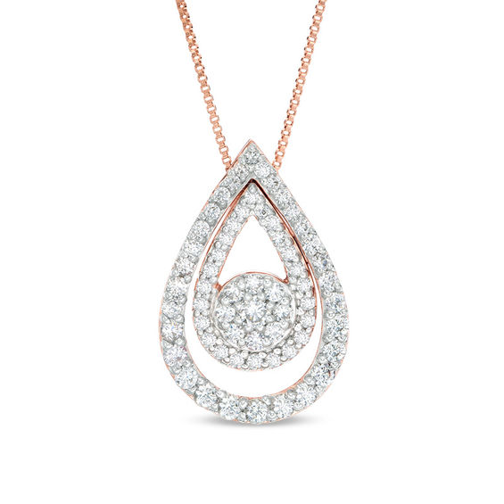 Convertibilities 0.95 CT. T.W. Diamond Teardrop Three-in-One Pendant in 10K Rose Gold