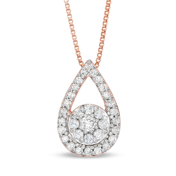 Convertibilities 0.95 CT. T.W. Diamond Teardrop Three-in-One Pendant in 10K Rose Gold