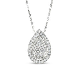 Convertibilities 0.18 CT. T.W. Composite Diamond Teardrop Three-in-One Pendant in Sterling Silver