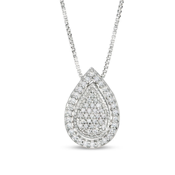 Convertibilities 0.18 CT. T.W. Composite Diamond Teardrop Three-in-One Pendant in Sterling Silver