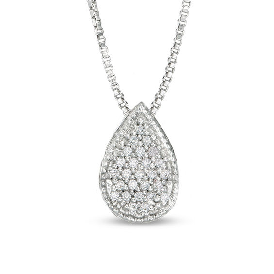 Convertibilities 0.18 CT. T.W. Composite Diamond Teardrop Three-in-One Pendant in Sterling Silver