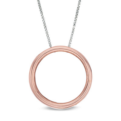 Convertibilities 0.29 CT. T.W. Diamond Open Circle Three-in-One Pendant in Sterling Silver and 10K Rose Gold