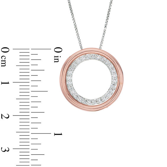 Convertibilities 0.29 CT. T.W. Diamond Open Circle Three-in-One Pendant in Sterling Silver and 10K Rose Gold