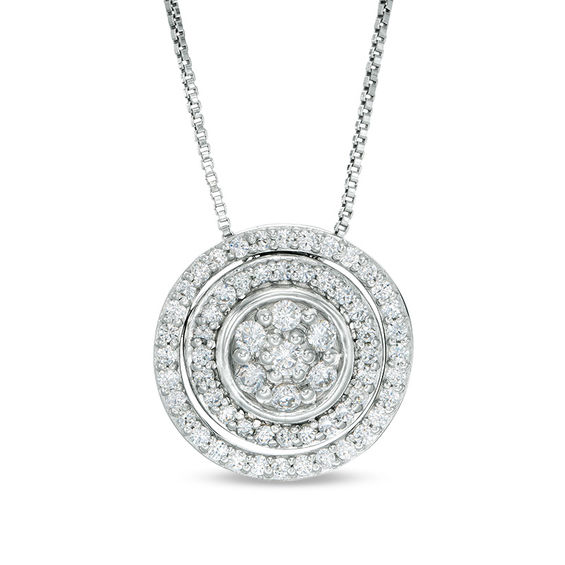 Convertibilities 0.47 CT. T.W. Composite Diamond Circle Three-in-One Pendant in 10K White Gold