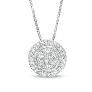 Convertibilities 0.47 CT. T.W. Composite Diamond Circle Three-in-One Pendant in 10K White Gold