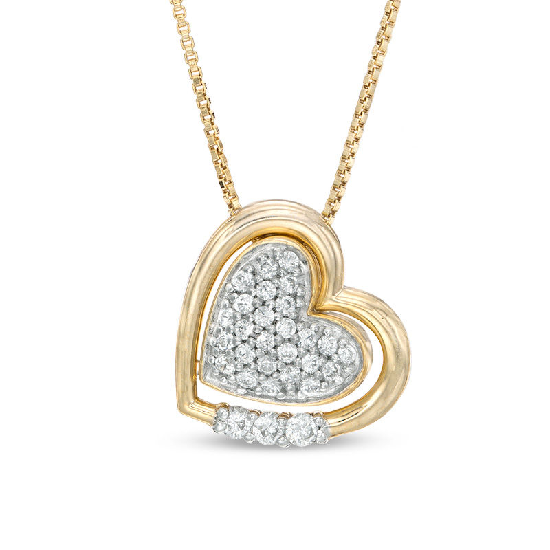 Convertibilities 0.23 CT. T.W. Composite Diamond Heart Three-in-One Pendant in Sterling Silver with 14K Gold Plate|Peoples Jewellers