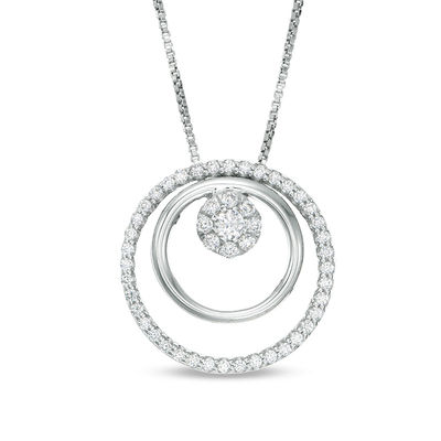 Convertibilities 0.29 CT. T.W. Diamond Open Circles Three-in-One Pendant in Sterling Silver