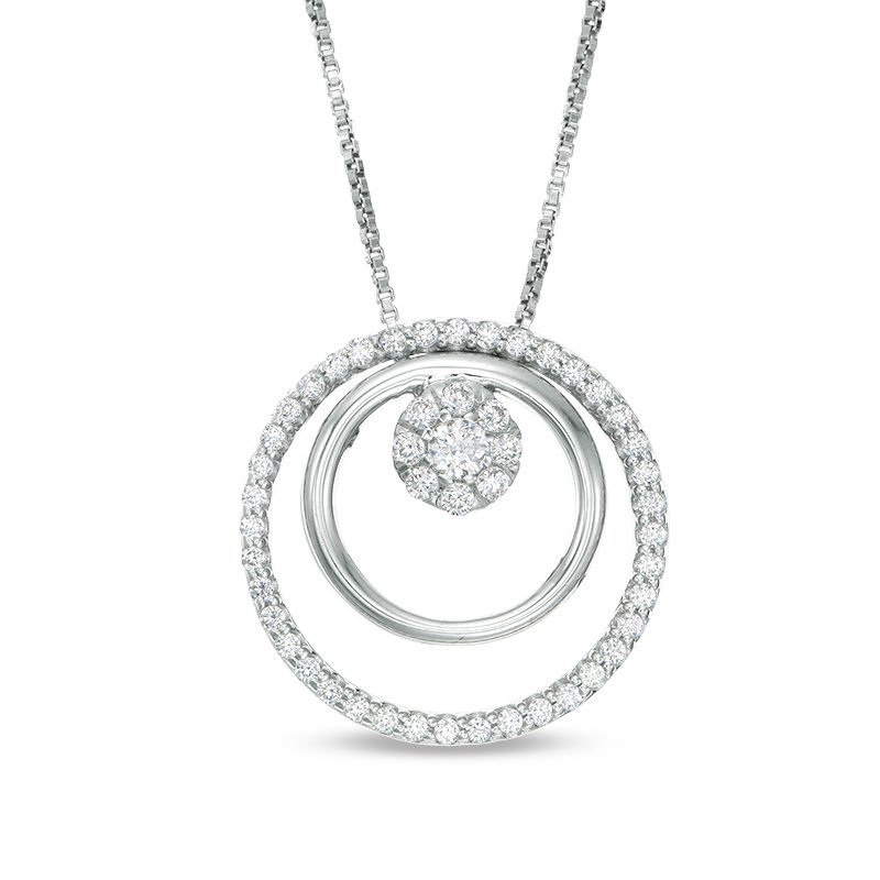 Convertibilities 0.29 CT. T.W. Diamond Open Circles Three-in-One Pendant in Sterling Silver|Peoples Jewellers