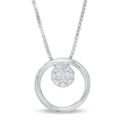 Convertibilities 0.29 CT. T.W. Diamond Open Circles Three-in-One Pendant in Sterling Silver