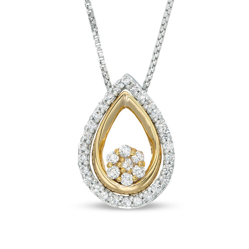Convertibilities 0.23 CT. T.W. Composite Diamond Teardrop Three-in-One Pendant in 10K Gold|Peoples Jewellers