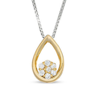 Convertibilities 0.23 CT. T.W. Composite Diamond Teardrop Three-in-One Pendant in 10K Gold