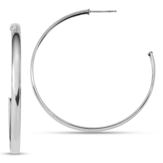 50.0mm Polished Half Hoop Earrings in Sterling Silver