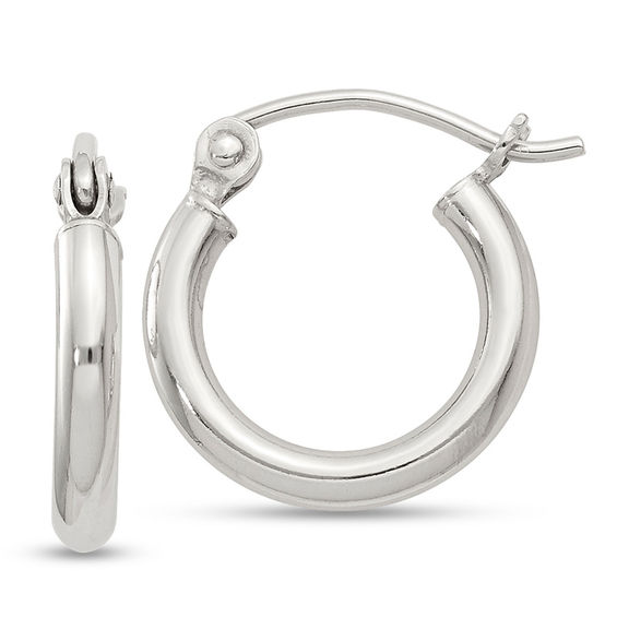 2.0 x 13.0mm Polished Hoop Earrings in Sterling Silver | Peoples Jewellers