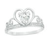 Thumbnail Image 0 of 5.0mm Heart-Shaped White Topaz and Diamond Accent Tiara Ring in 10K White Gold