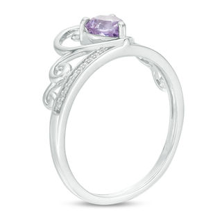 5.0mm Heart-Shaped Lab-Created Alexandrite and Diamond Accent Tiara Ring in 10K White Gold