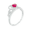 5.0mm Heart-Shaped Lab-Created Ruby and Diamond Accent Tiara Ring in 10K White Gold