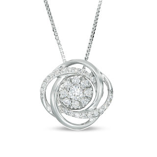 Convertibilities 0.37 CT. T.W. Diamond Swirl Three-in-One Pendant in 10K White Gold