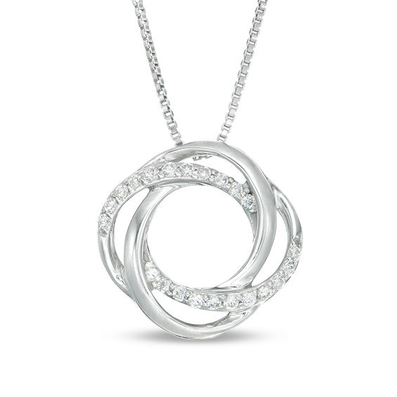 Convertibilities 0.37 CT. T.W. Diamond Swirl Three-in-One Pendant in 10K White Gold