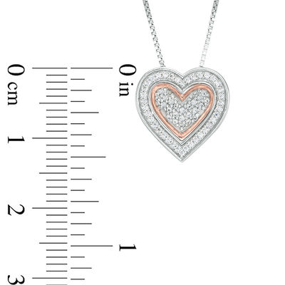 Convertibilities 0.18 CT. T.W. Composite Diamond Heart Three-in-One Pendant in Sterling Silver and 10K Rose Gold