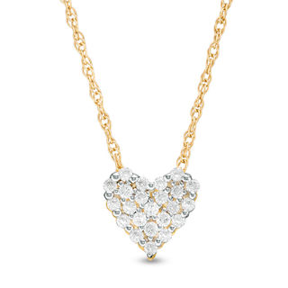 0.10 CT. T.W. Multi-Diamond Heart Pendant in 10K Gold