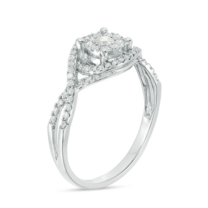 0.29 CT. T.W. Diamond Frame Bypass Twist Engagement Ring in 10K White Gold|Peoples Jewellers