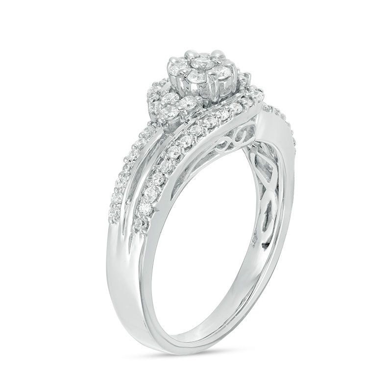0.45 CT. T.W. Composite Diamond Tri-Sides Bypass Engagement Ring in 10K White Gold|Peoples Jewellers