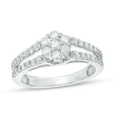 0.69 CT. T.W. Composite Diamond Split Shank Engagement Ring in 10K White Gold