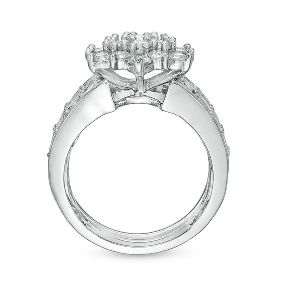 CT. T.W. Composite Diamond Marquise Sunburst Bridal Set in 10K White Gold