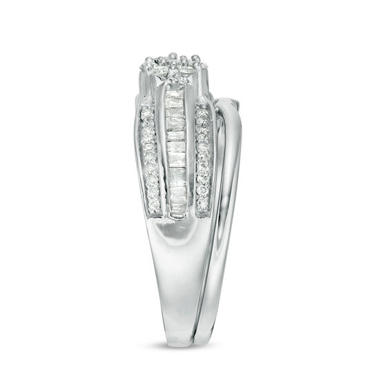 0.37 CT. T.W. Composite Diamond Multi-Row Bridal Set in 10K White Gold